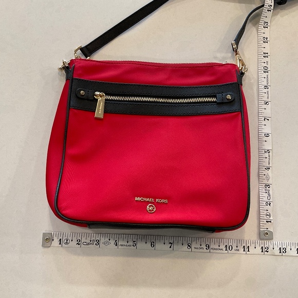 MICHAEL KORS Crossbody Jet Set Nylon Leather Trim Red NWOT - Picture 11 of 13